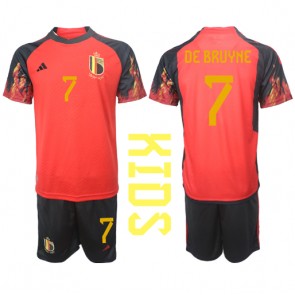 Belgien Kevin De Bruyne #7 Hjemmebanesæt Børn VM 2022 Kort ærmer (+ korte bukser)